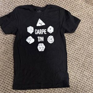 Black Graphic Tee with Dice Design